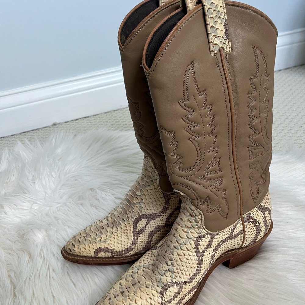 Python Mixed Leather Authentic Cowboy Boots - image 6